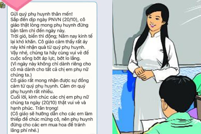 Tin nhắn “mong phụ huynh đừng bận tâm đến ngày 20/10” gây bão mạng