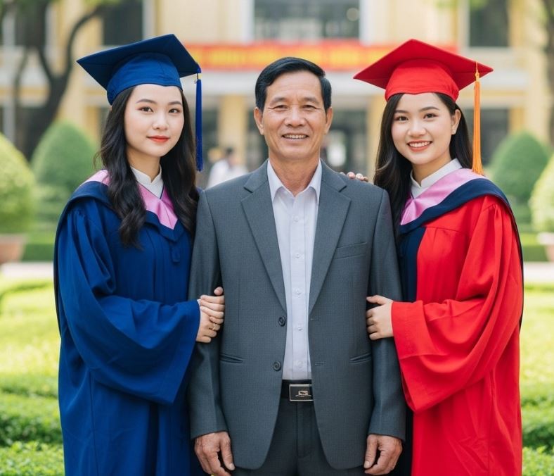 Người mẹ ch:ê nghèo bỏ nhà đi khi 2 con gái chỉ 3 tháng tuổi, ông Hùng “gà trống nuôi con”, sau 29 năm vất vả 2 con gái đã đỗ Tiến sĩ!
