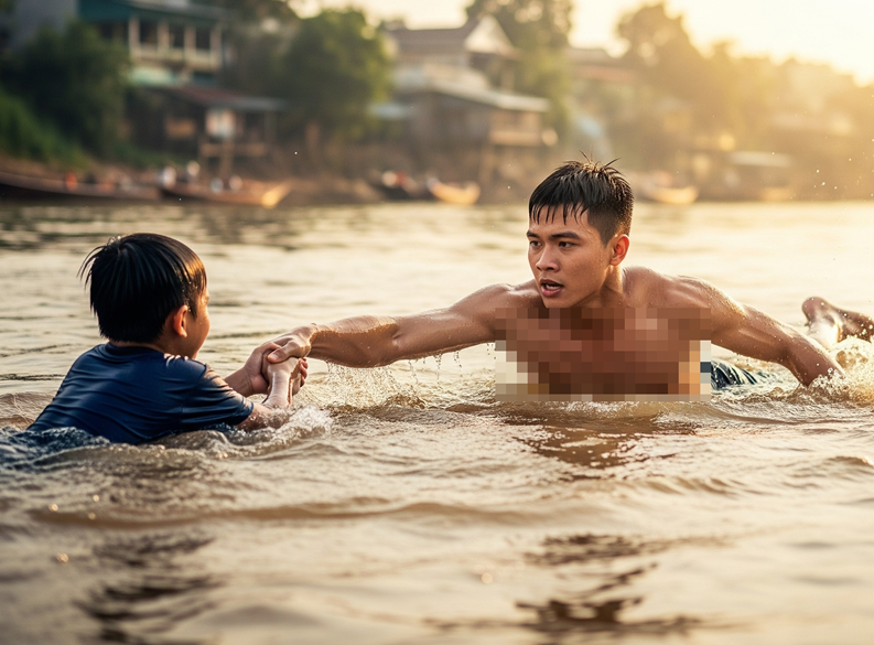 Về quê nghỉ hè, chàng sinh viên dũng cảm nh:ảy xuống sông cứ:u sống đứa trẻ bị đu:ối nư:ớc, hôm sau xe sang đỗ kín cửa nhà cậu