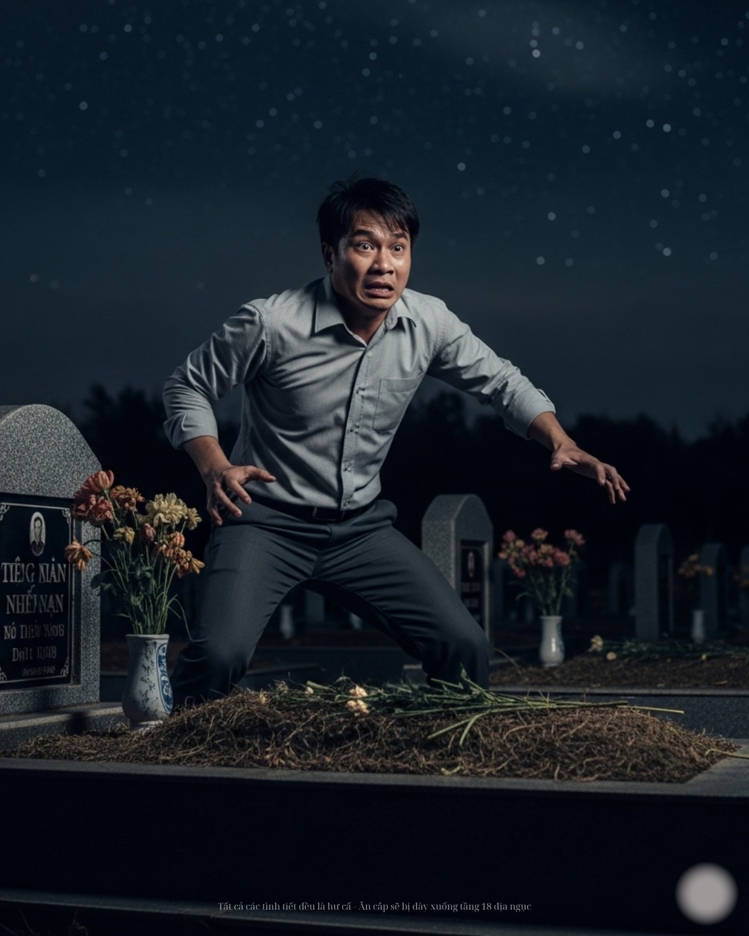 Nửa đêm, không chịu nổi nỗi nhớ, Tuấn lấy bó nhang, lặng lẽ ra ng//hĩa tra//ng cách nhà vài trăm mét