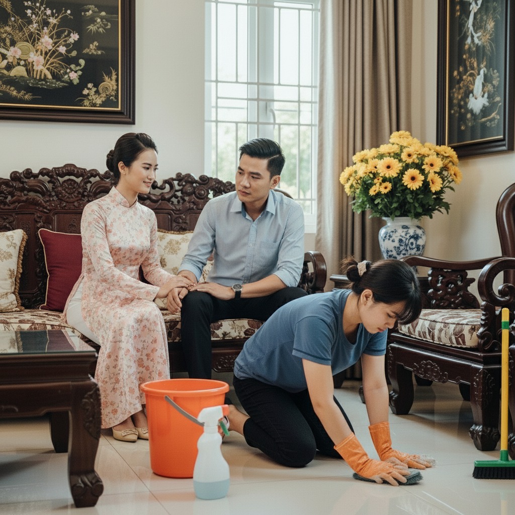 Biết cô gái chồng thuê về làm osin là nhân tình của anh ta, vợ vẫn vui vẻ như không mỗi ngày chỉ giao cho cô ta làm đúng 1 việc