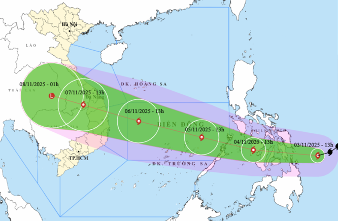 Bão Kalmaegi có thể giật tới cấp 15, hướng vào miền Trung